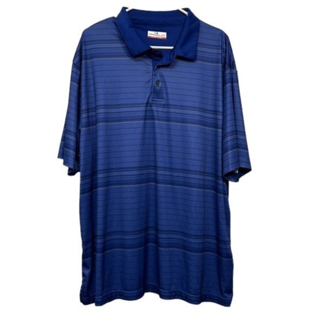 Grand Slam Golf Shirt Blue Stripe Performance Polo Size XXL EUC #4166
